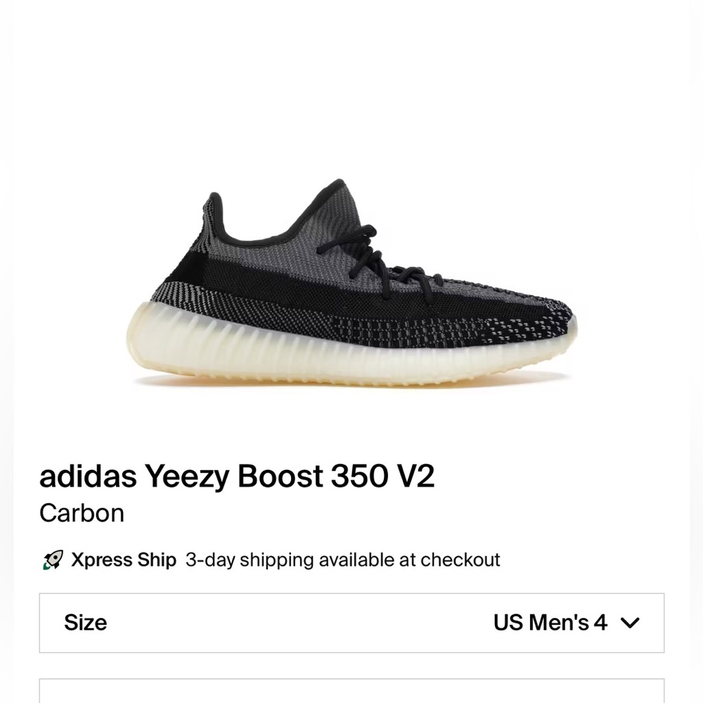 Size 4 - Yeezy 350 V2 Carbon - EU 36 NWOT